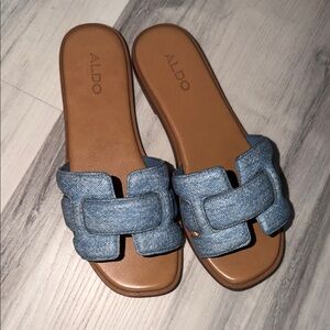 Aldo Women's Denim Blue Slide Sandals